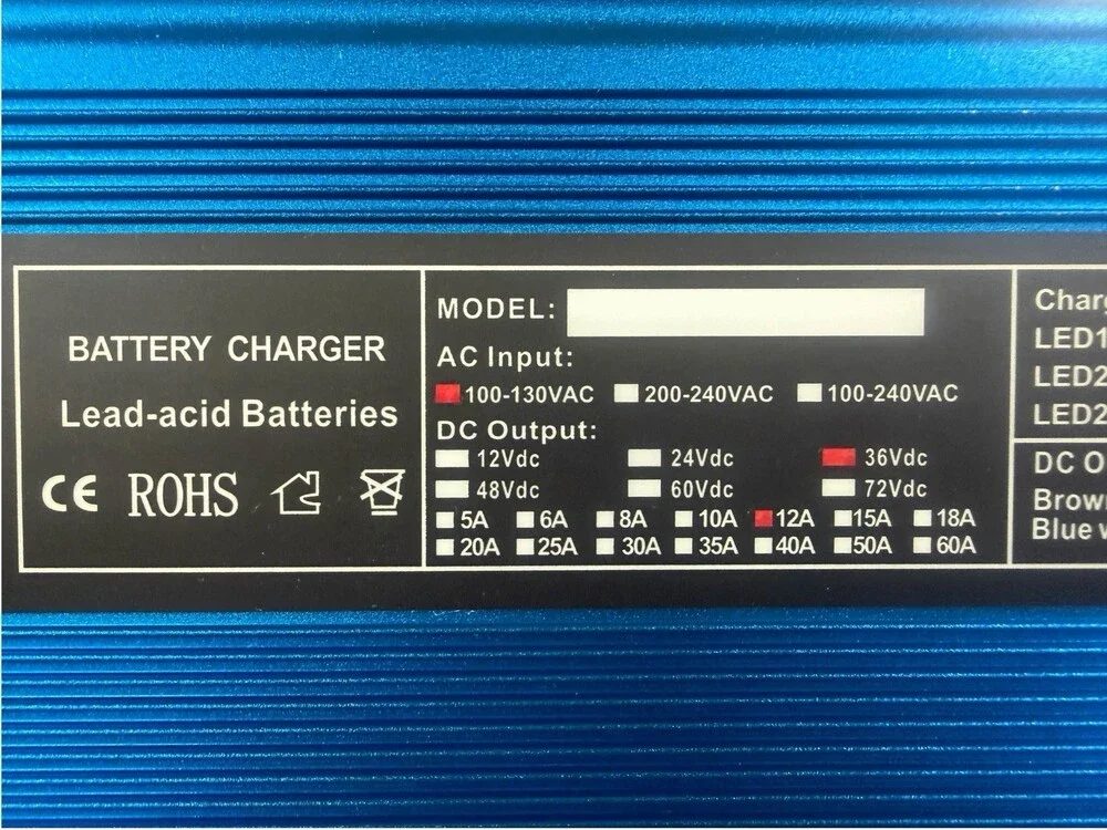 FLNGR 36V 12A Golf Cart Smart Battery Charger D Plug EZGO TXT Lead Acid